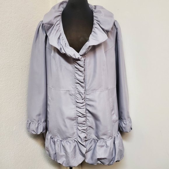 Roaman's 3/4 Length Light Weight Jacket Ruffle Collar and Cuffs Size 22W - Picture 1 of 5